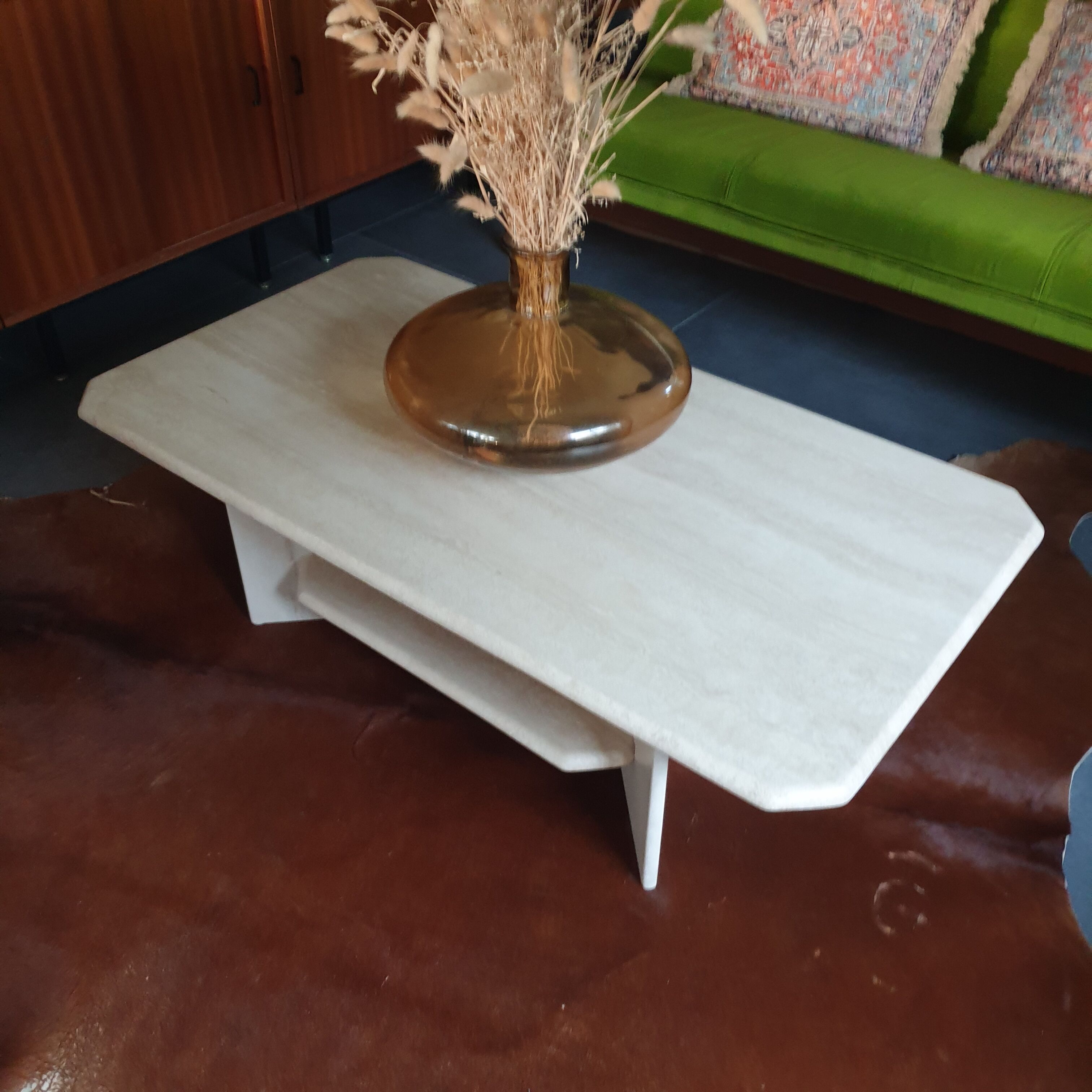 Vintage marble travertine table roset line