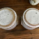 Suite of antique enamelled ceramic pots