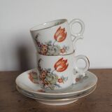 Lot of 2 coffee cups with plates