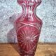 Bohème large crystal vase with red overlay, wheel-cut, Belle Époque.