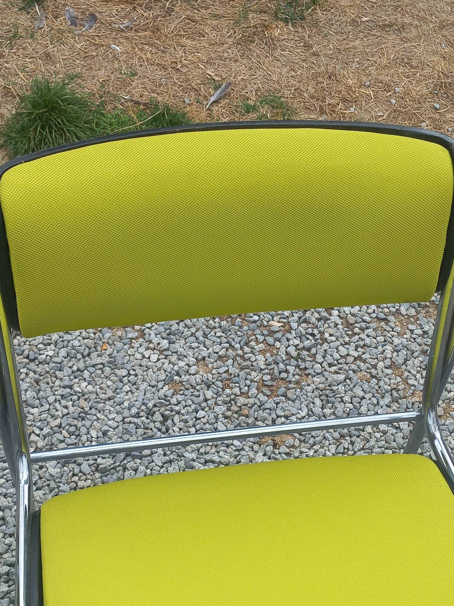 Set of 6 designer chairs with wooden seats and backs, chrome legs.