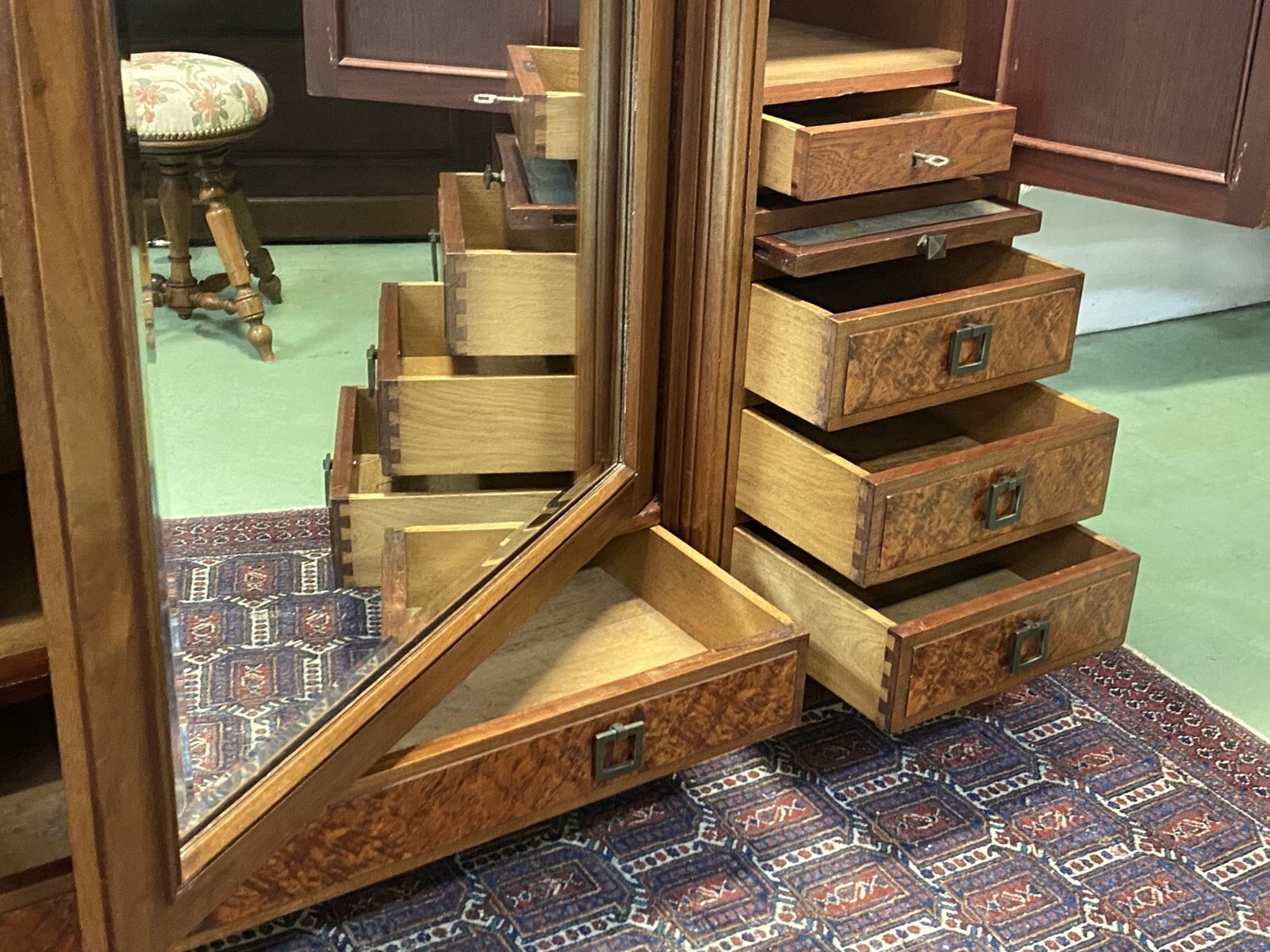 Dressing art deco walnut wardrobe