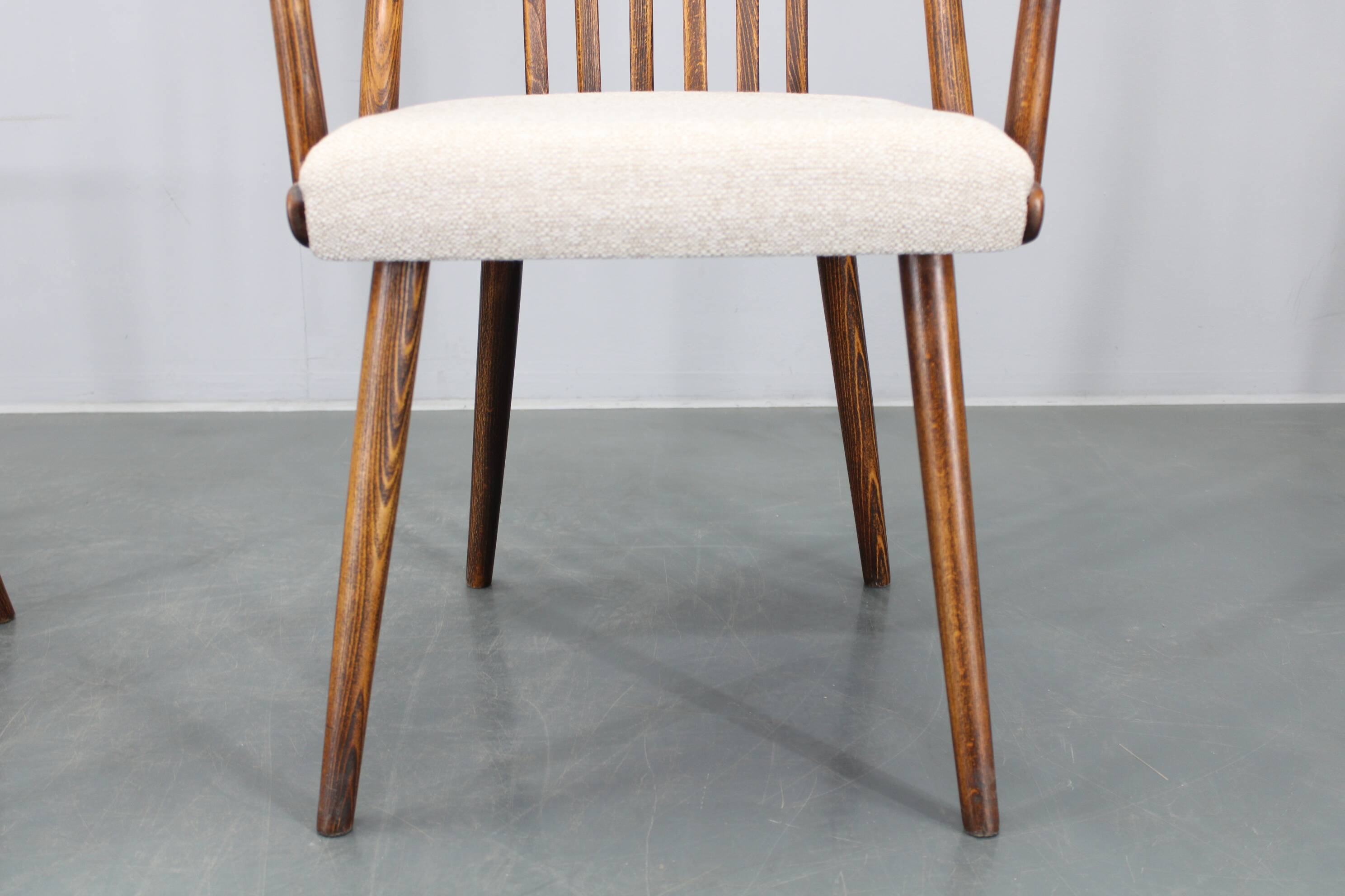 1960s Antonin Suman Set of Six Beech Dining Chairs, Restored