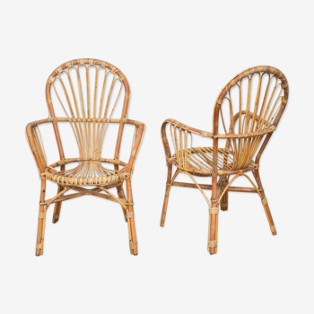 Pair of rattan armchairs, 1960