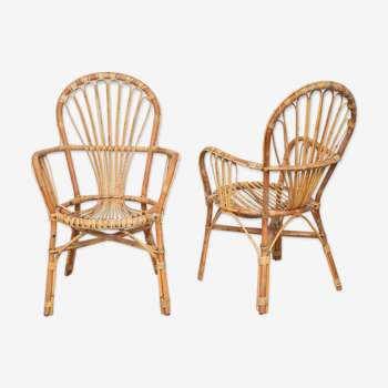 Paire de fauteuils en rotin, 1960