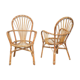 Pair of rattan armchairs, 1960