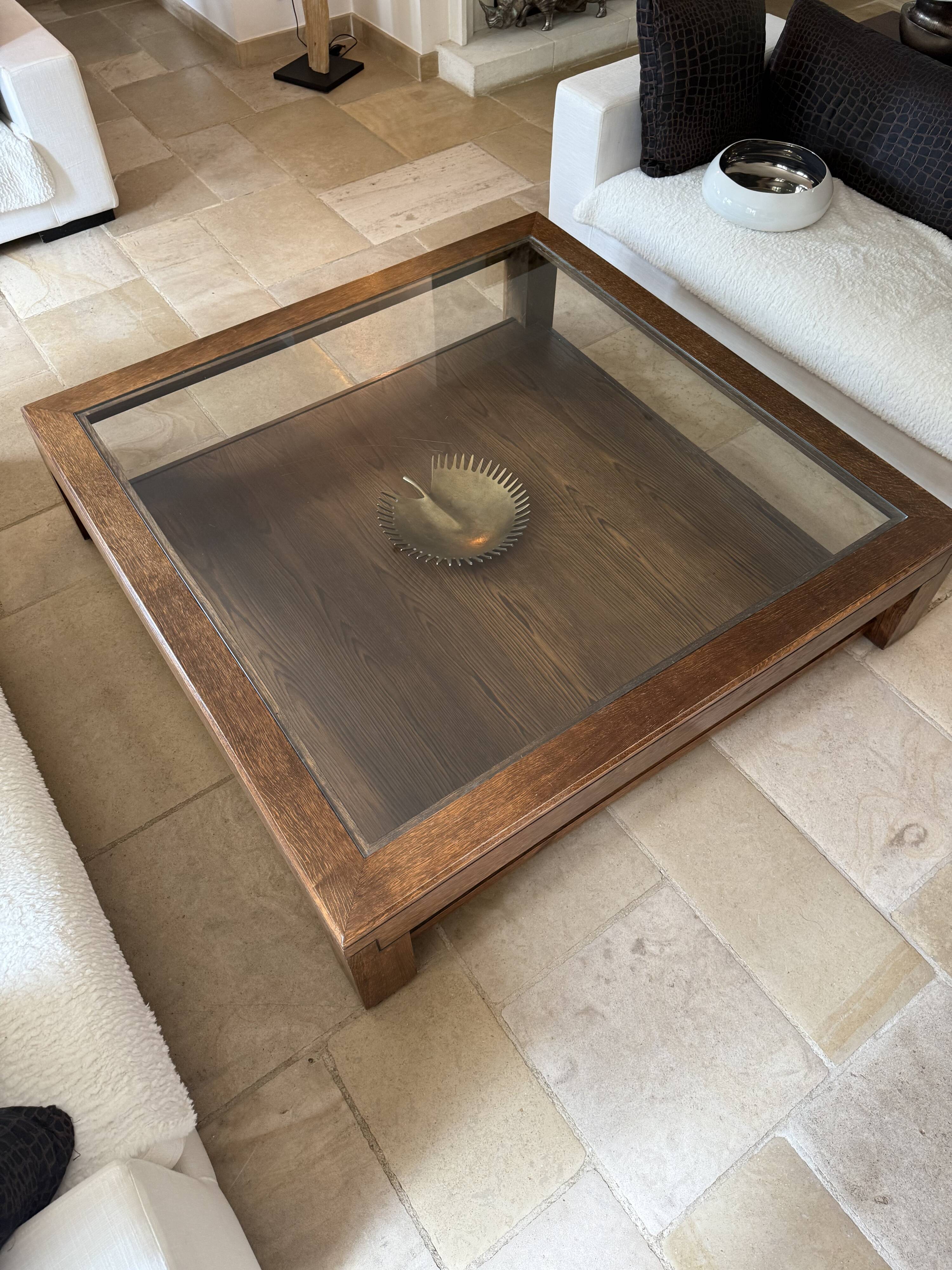 Wood and glass coffee table