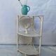 White rattan angle shelf