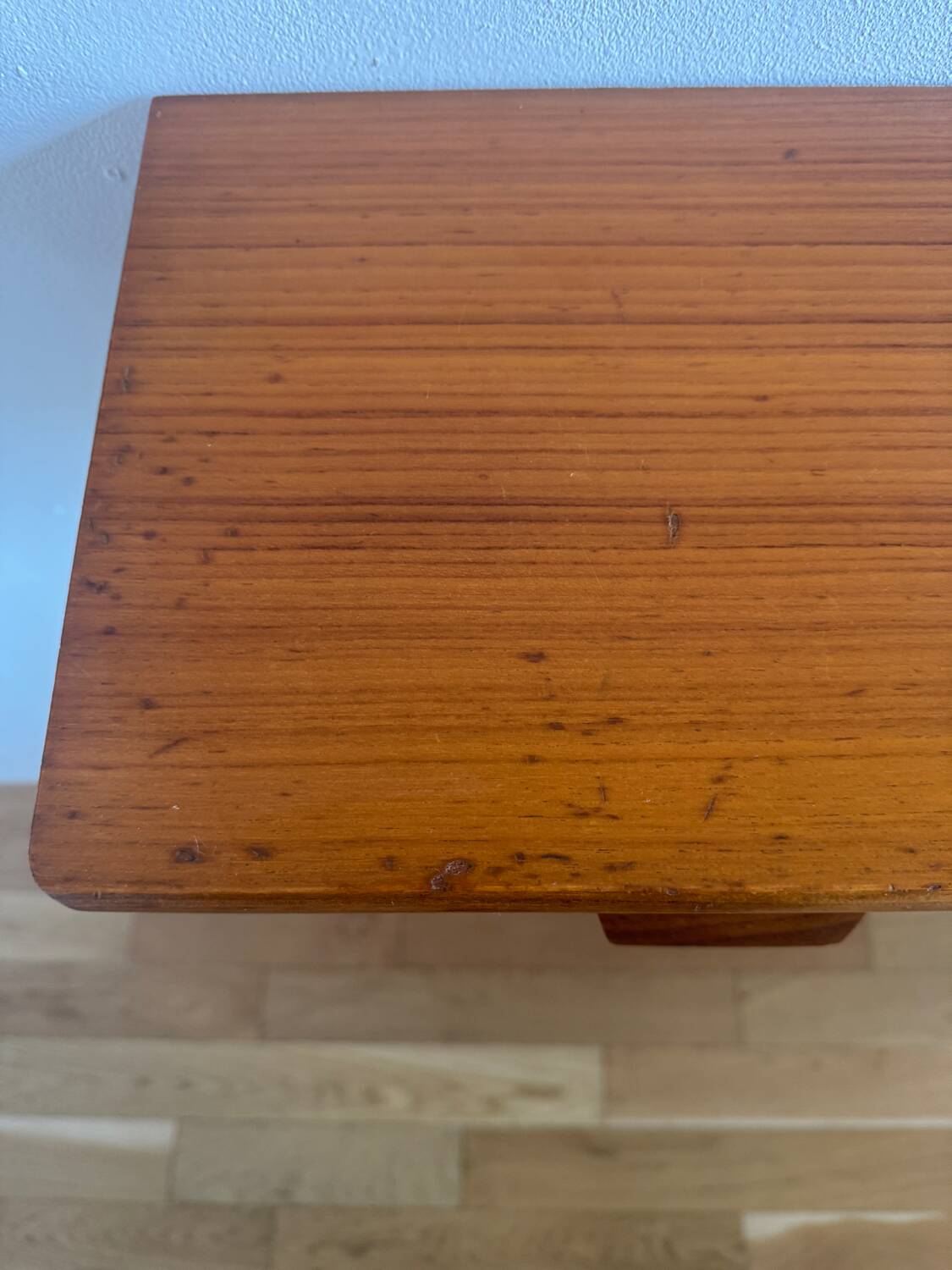 Vintage Scandinavian teak wall-mounted bedside tables.