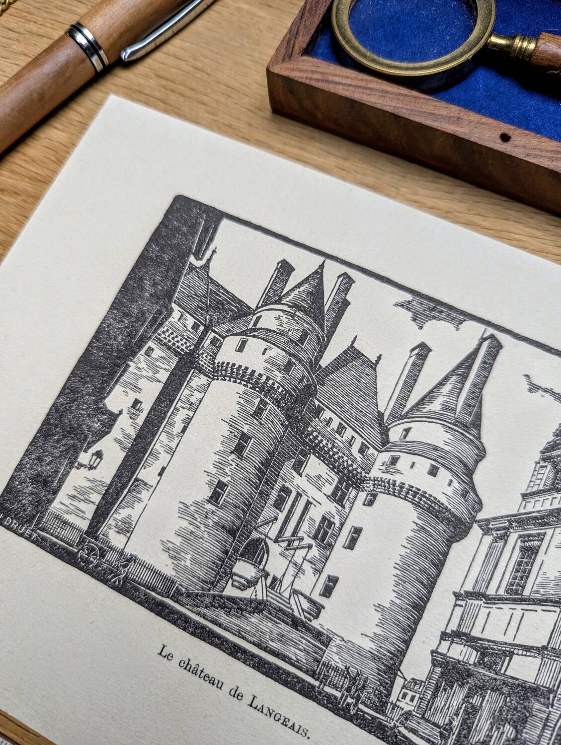 The Château de Langeais, printed in 1933, vintage engraving