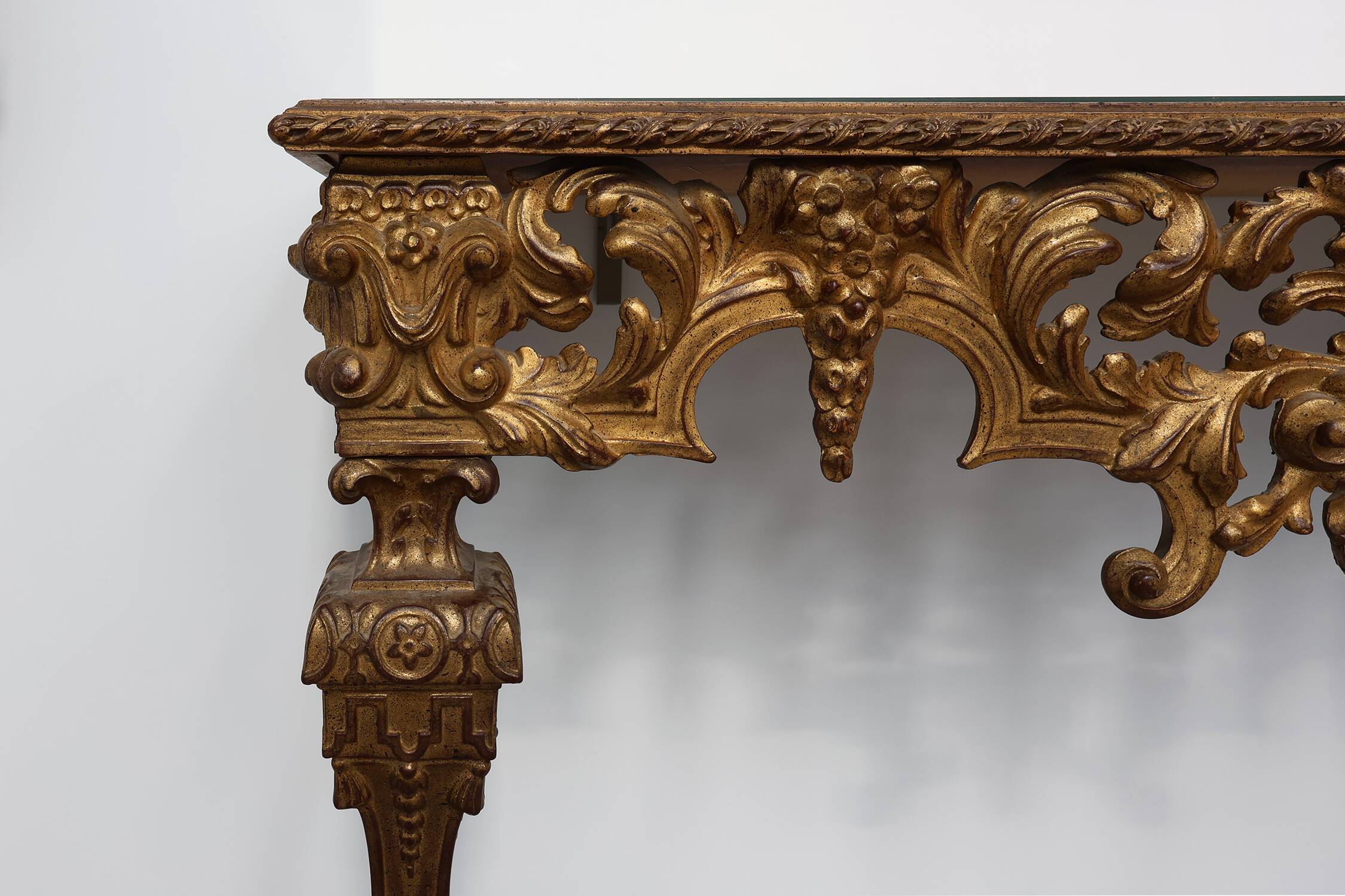 20th Century Italian Baroque style gilded and carved wall console