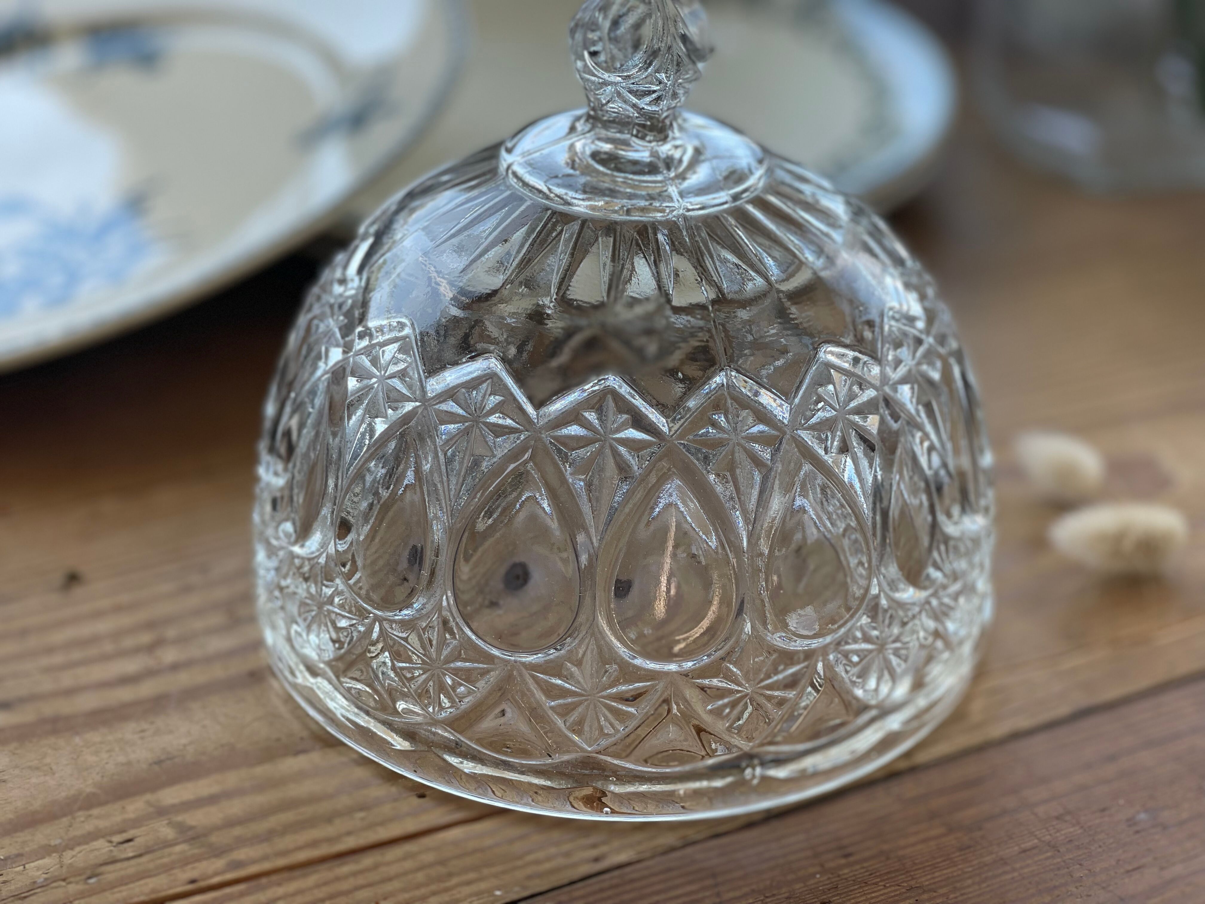 Crystal dish and bell