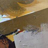 Mid-Century Modern Swedish "Autumn Rhapsody" Vintage Abstract Oil Painting, Hans Osswald