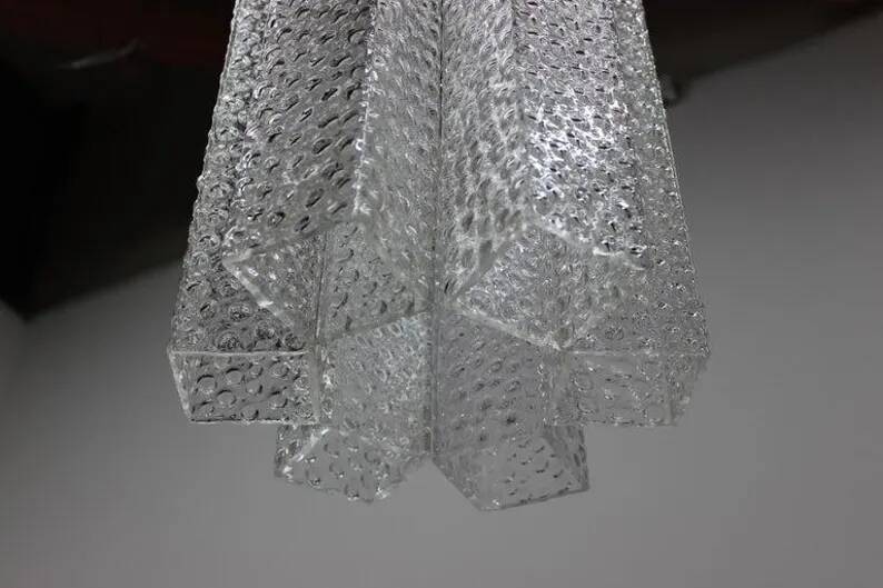 Vintage Glass Chandelier by Kamenický Šenov, 1960s