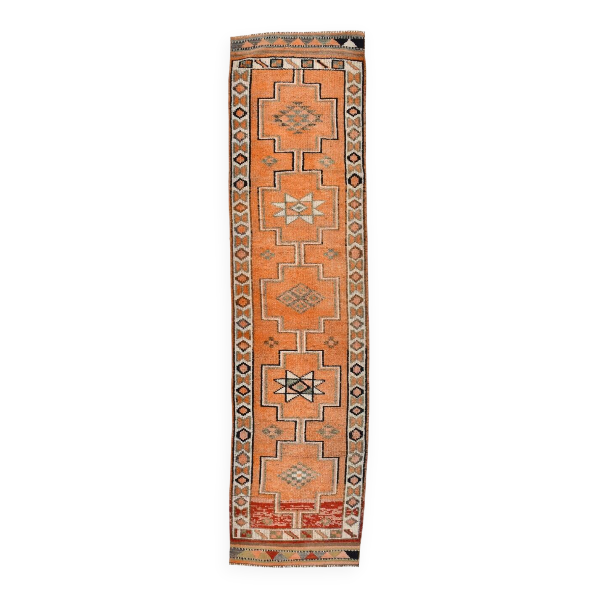 Soft Peach Vintage Boho Chic Floor Runner Rug, 85x331 Cm