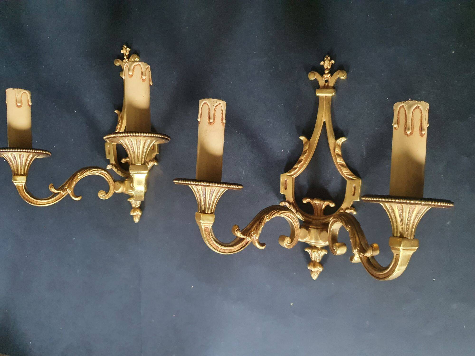 Pair of Louis XVI bronze wall sconces Lucien Gau Paris vintage
