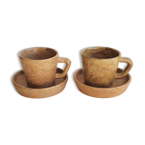 Lot of 2 cups and saucers in sandstone