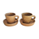 Lot of 2 cups and saucers in sandstone