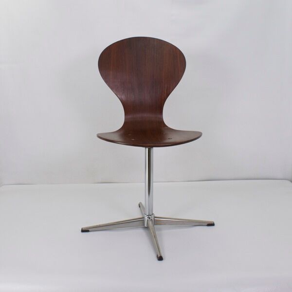 Chaise tournante vintage en palissandre et métal chromé, 1950