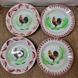 4 assiettes en faïence Coq, moulin des loups