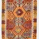 5x10 Red & Orange Geometric Vintage Kilim Rug,142x302Cm