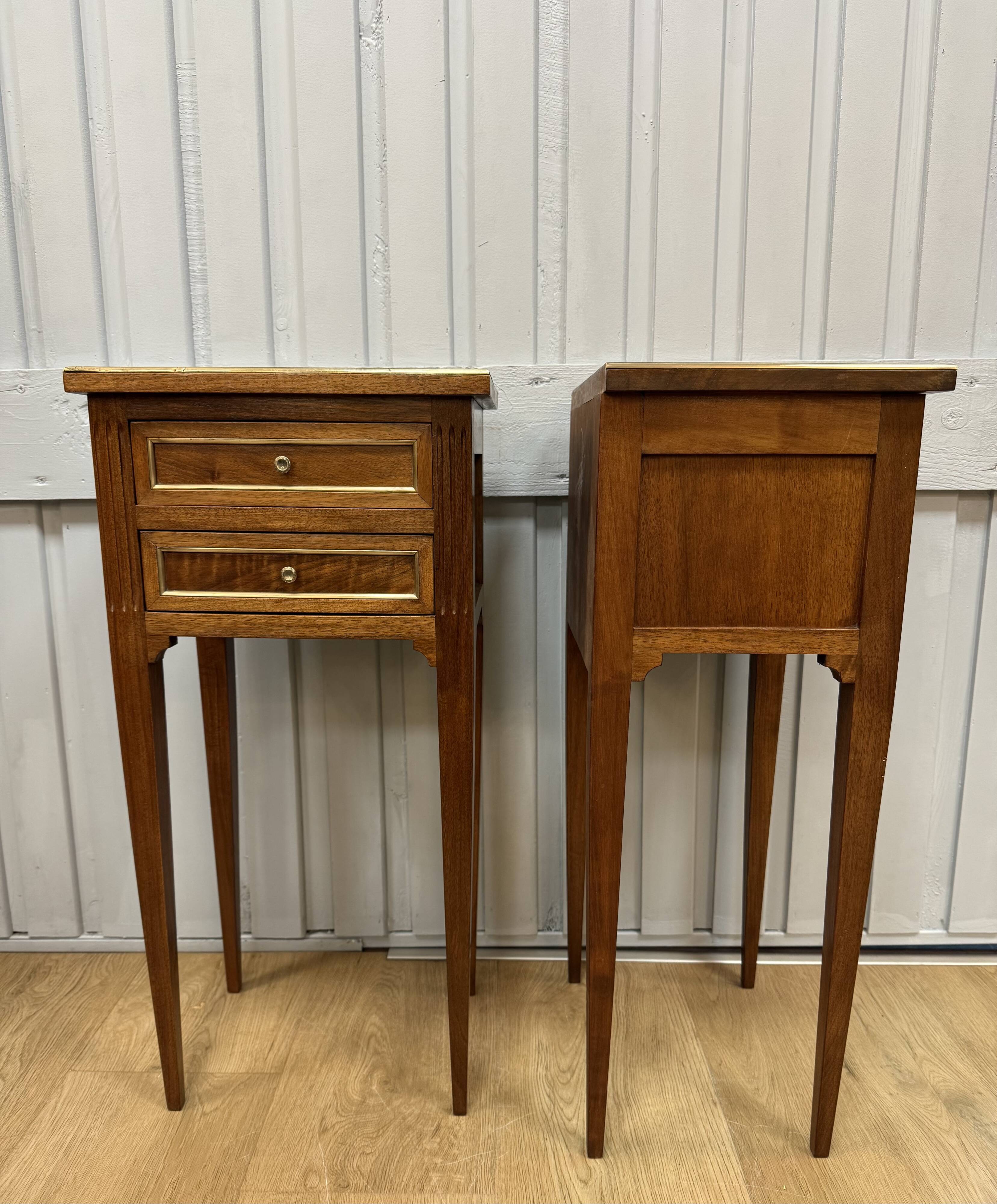 Pair of walnut bedside tables