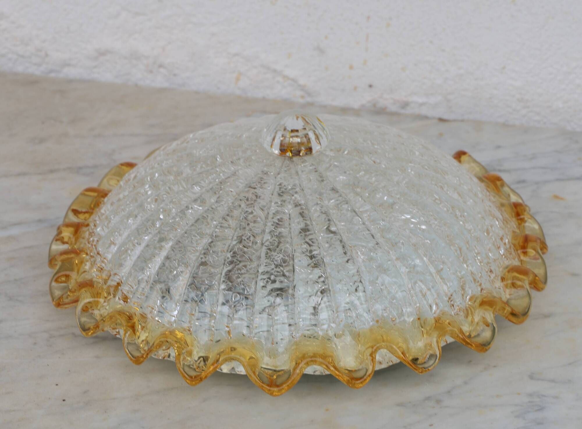 Italian Yellow Large Size Murano Glass Ceiling Fixture, Murano, 1980