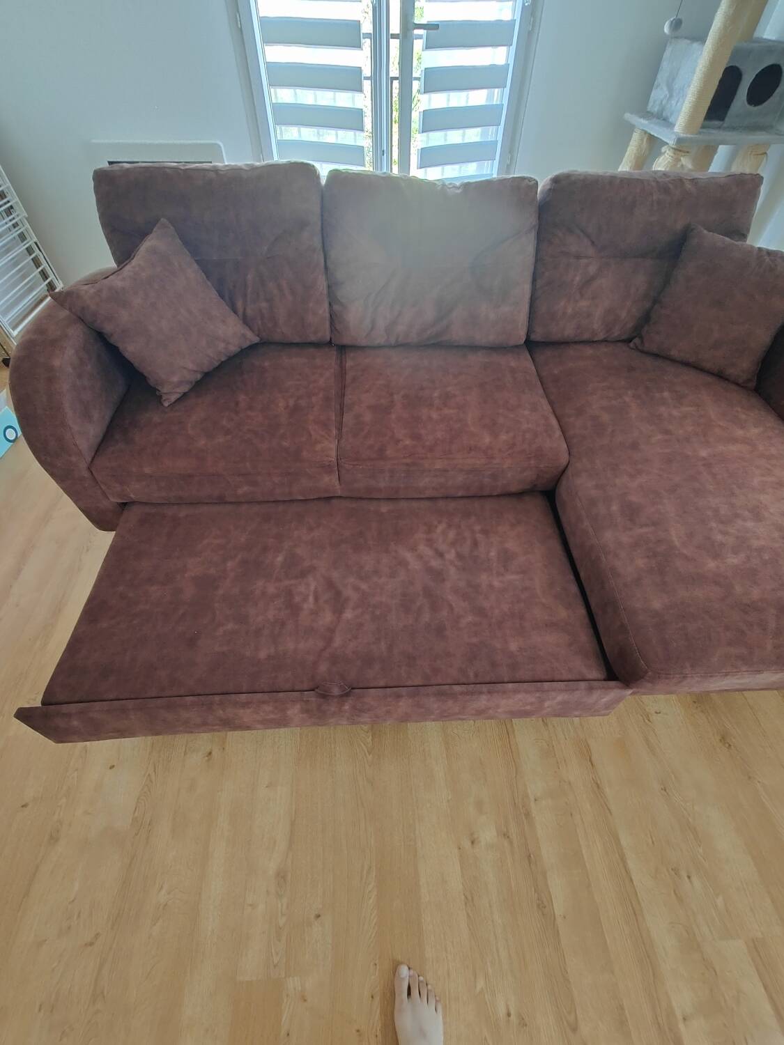 Canapé d’angle convertible avec coffre bobochic libeo vintage – marron