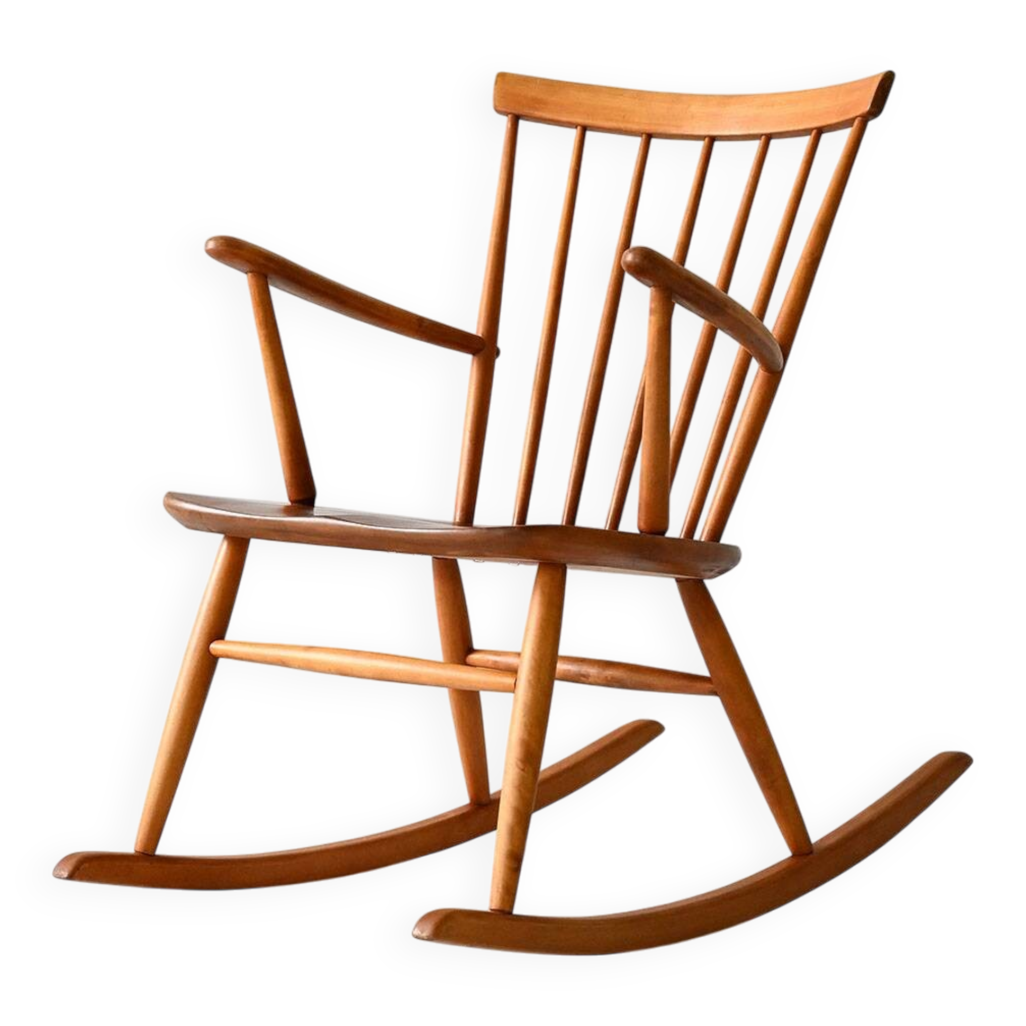 Scandinavian rocking chair 1950s/60s in beech and teak
