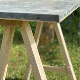 Trestle table, zinc top