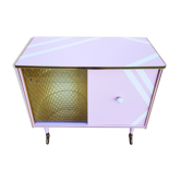 Meuble bar à roulettes vintage relooké années 50-60