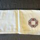 Household linen, embroidered tea tablecloth, 6 napkins, circa 1960