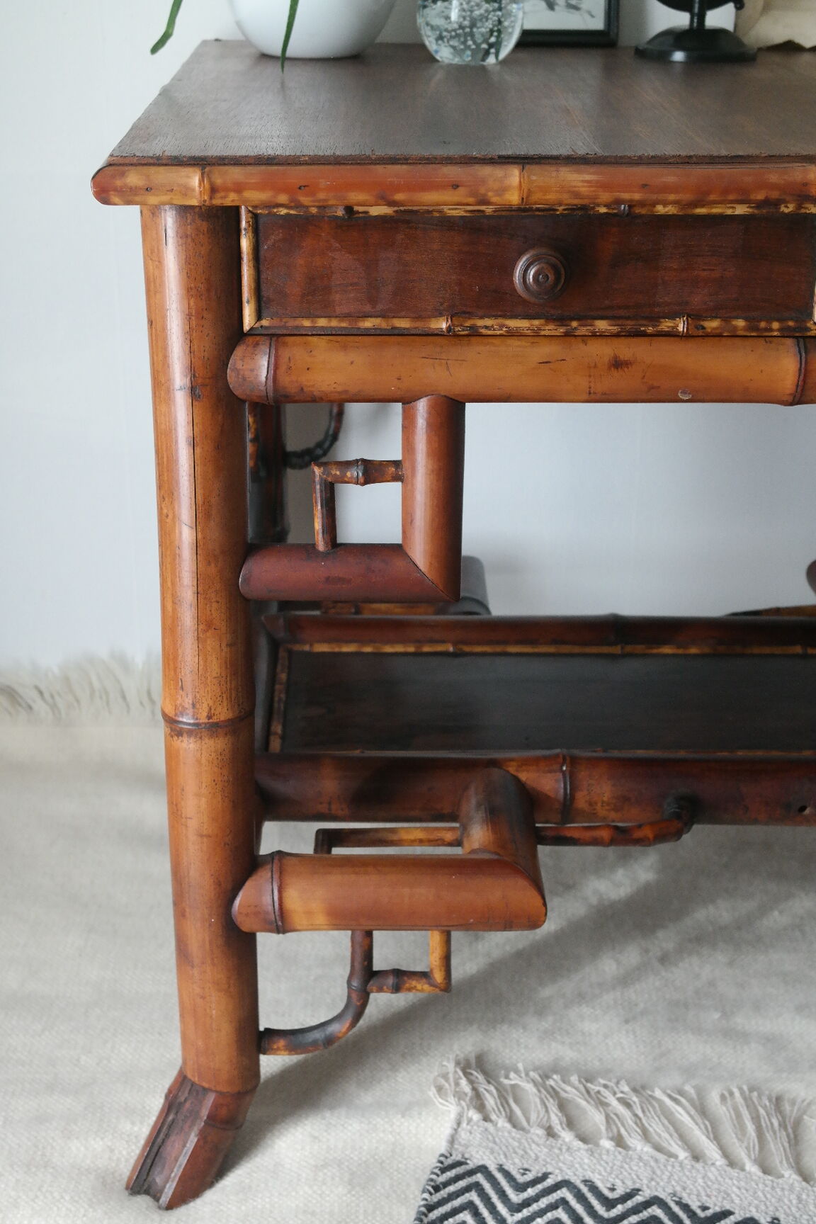 Old colonial style bamboo desk