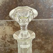 Long carafe with a cut Bohemian crystal stopper, design decor, 38.5 cm.