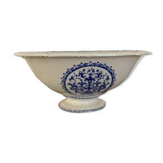 Large old Gien earthenware salad bowl with Rouen decor