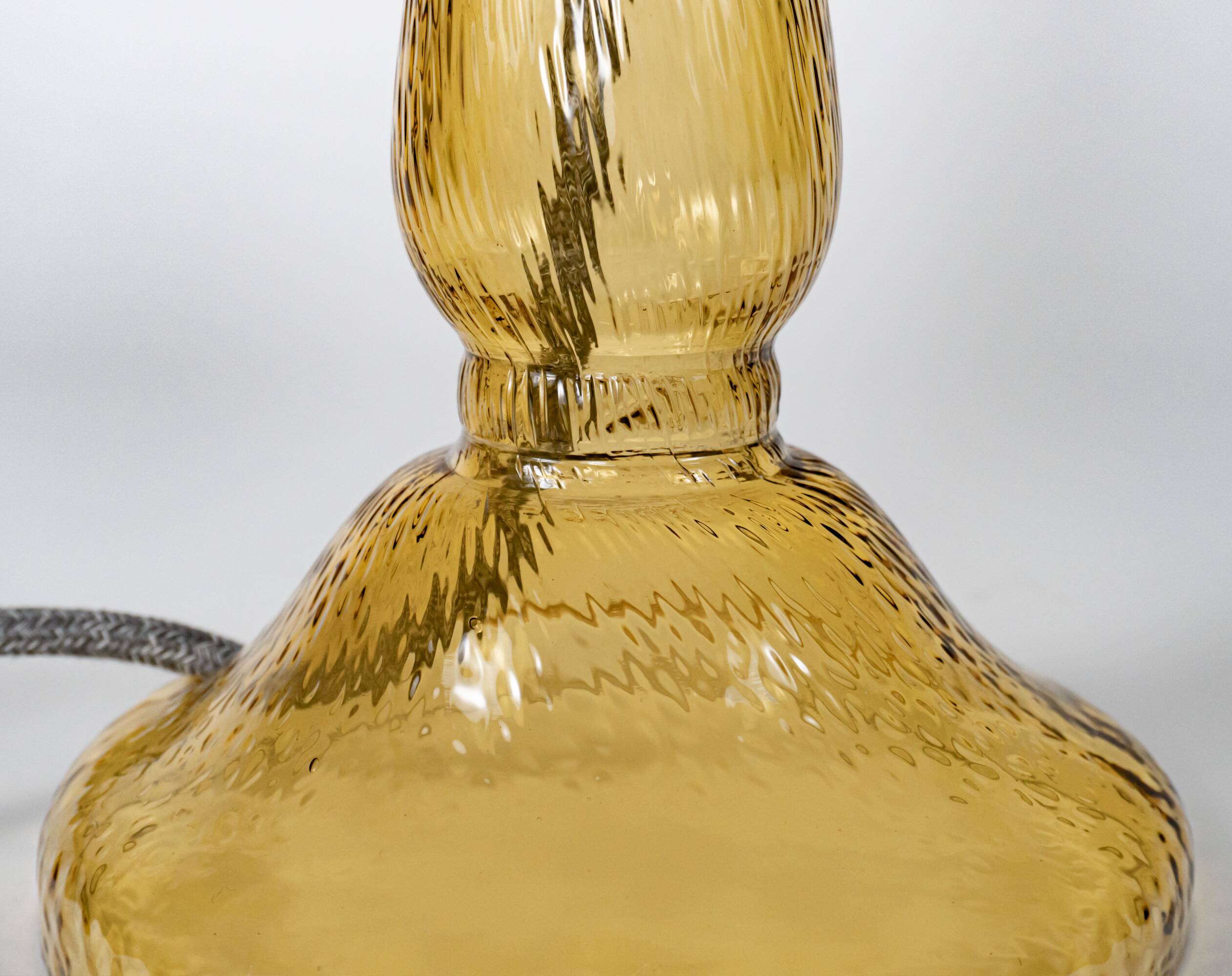 1950s Italian Amber Dimpled Textured Glass Table Lamp