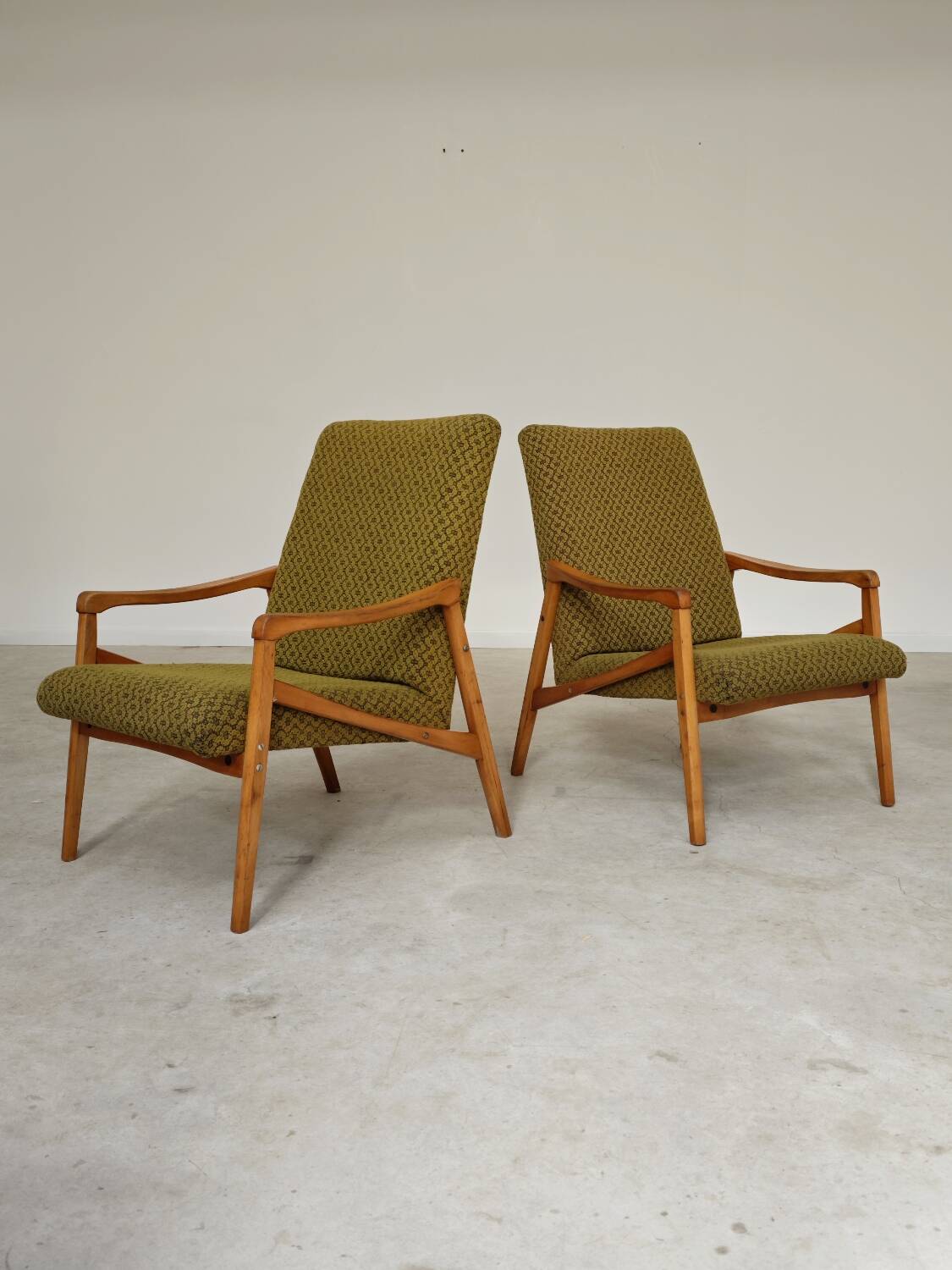 Pair of light green armchairs by Jiri Jiroutek for Interier Praha, 1960