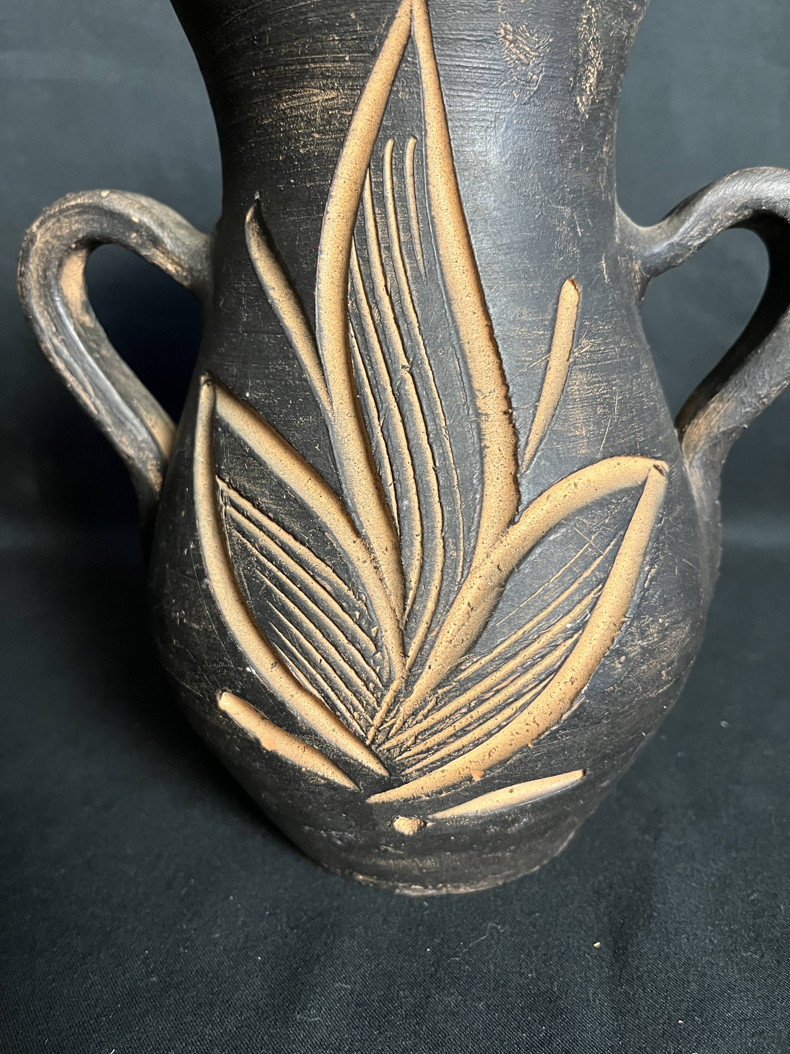 Vintage, brown terracotta vase circa 1970