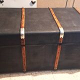 Malle de voyage ancienne vintage en bois datant des années 1880/1920