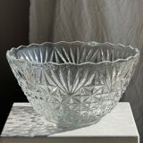 Large glass salad bowl with diamond points D30