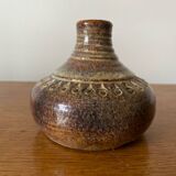 Old Lamp Base Vintage Brown Glazed Stoneware Soliflore #D437