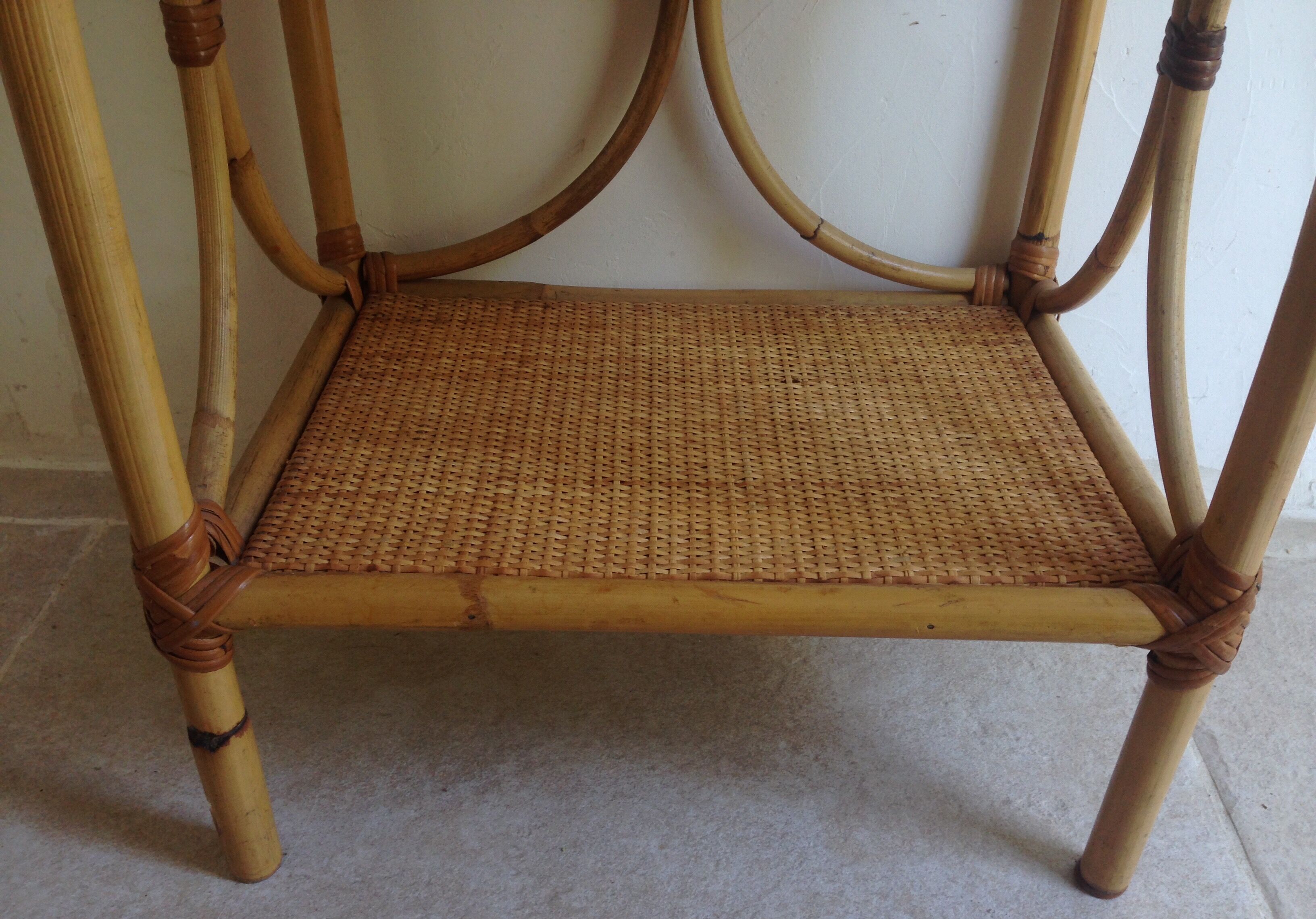 Bedside table vintage rattan