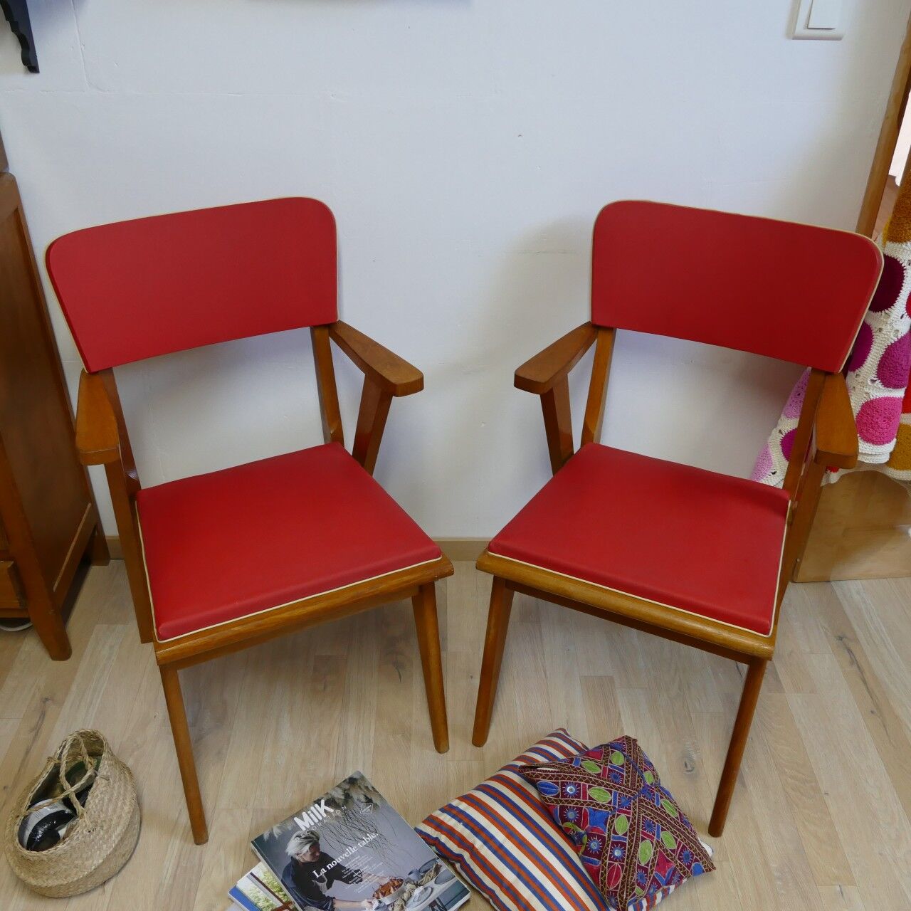 Pair of skai armchairs