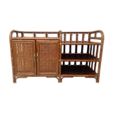Vintage wood sideboard and rattan canning