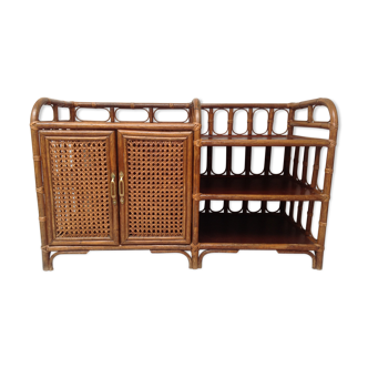 Vintage wood sideboard and rattan canning