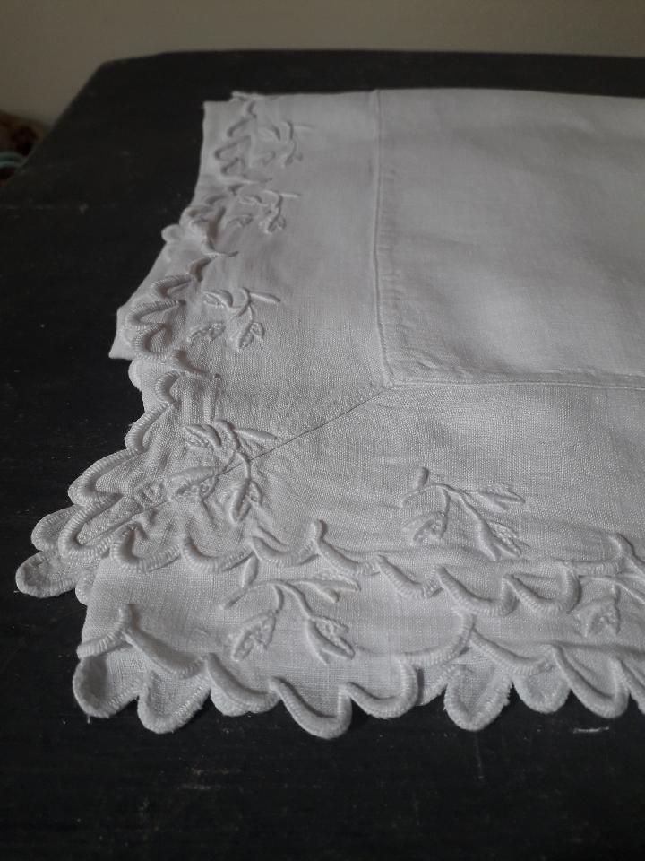 Pair of linen monogrammed pillowcases