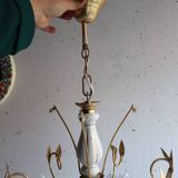 Vintage Italian white floral chandelier