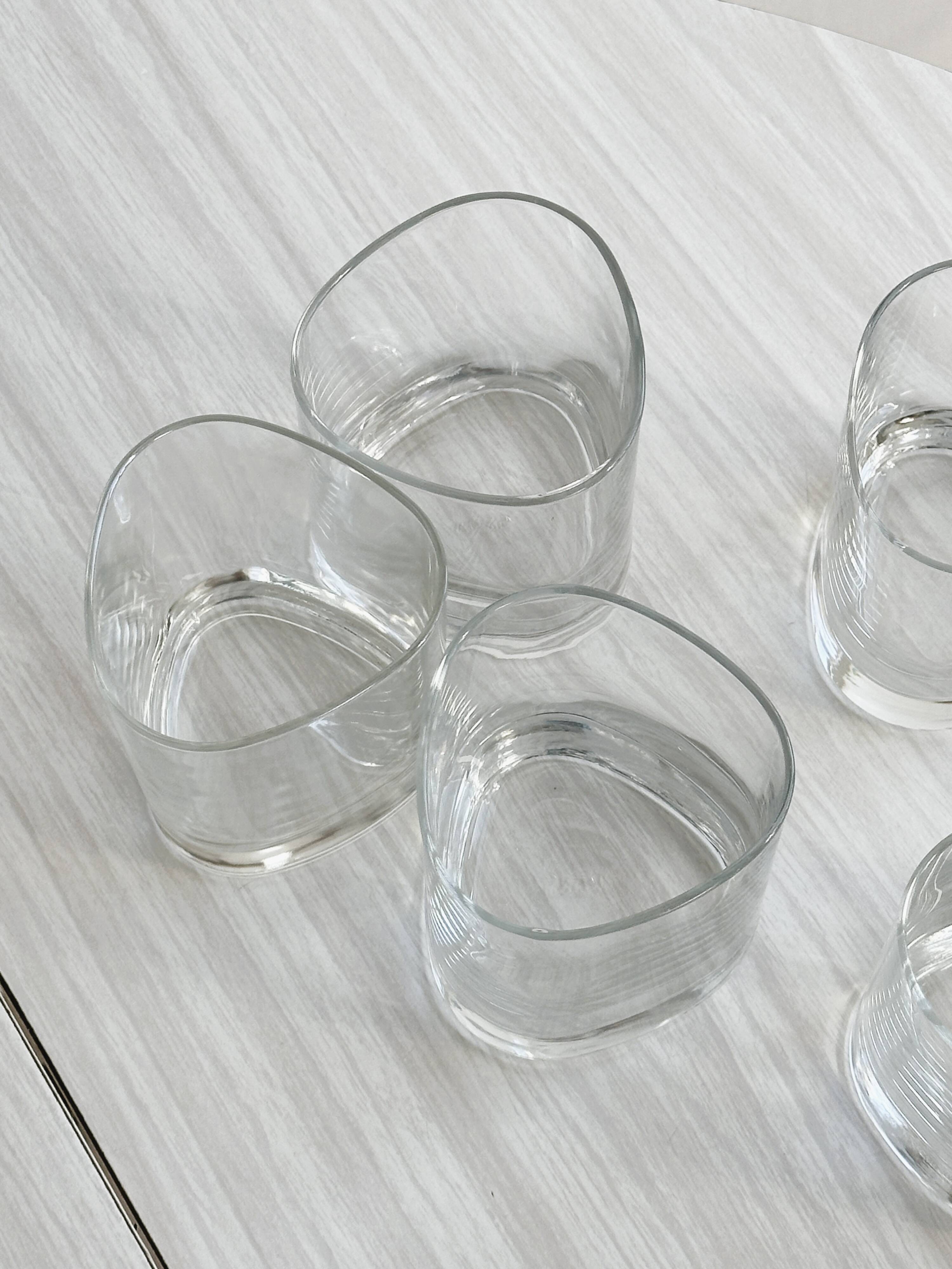 5 whiskey glasses - water.