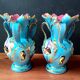 Pair of vintage blue pink ceramic VASES Ceroc Monaco