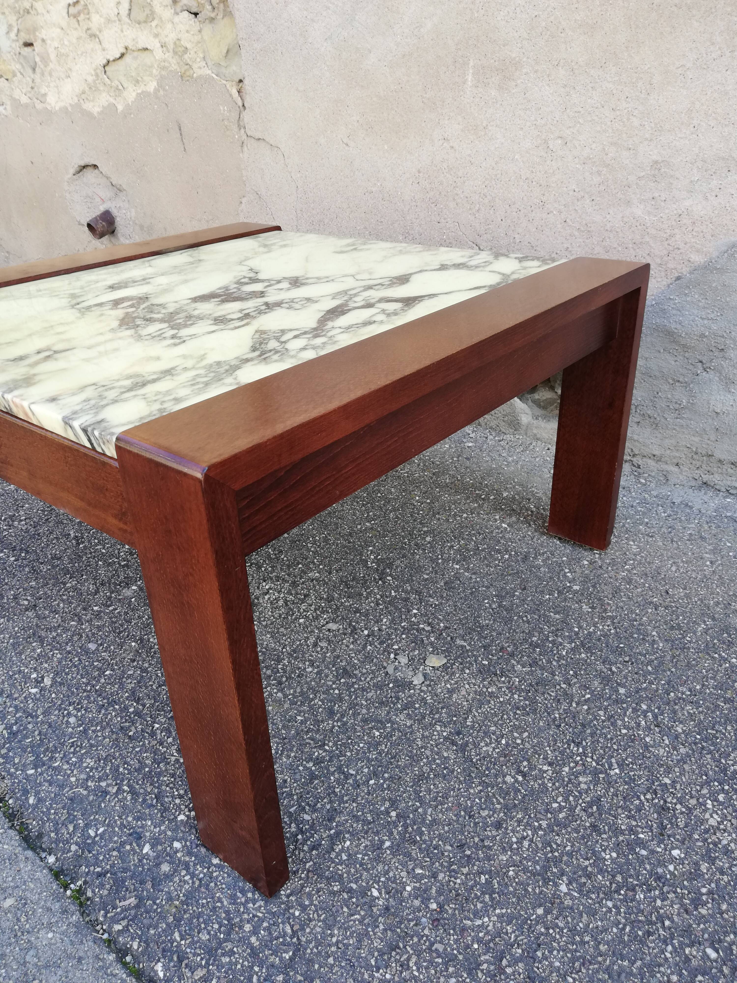 Vintage coffee table wood and marble